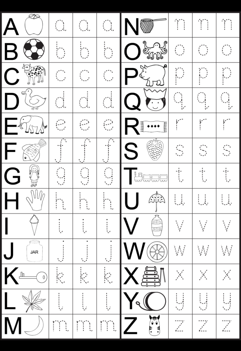 Printable Printable Kindergarten Homework Letter Tracing Worksheets Pdf
