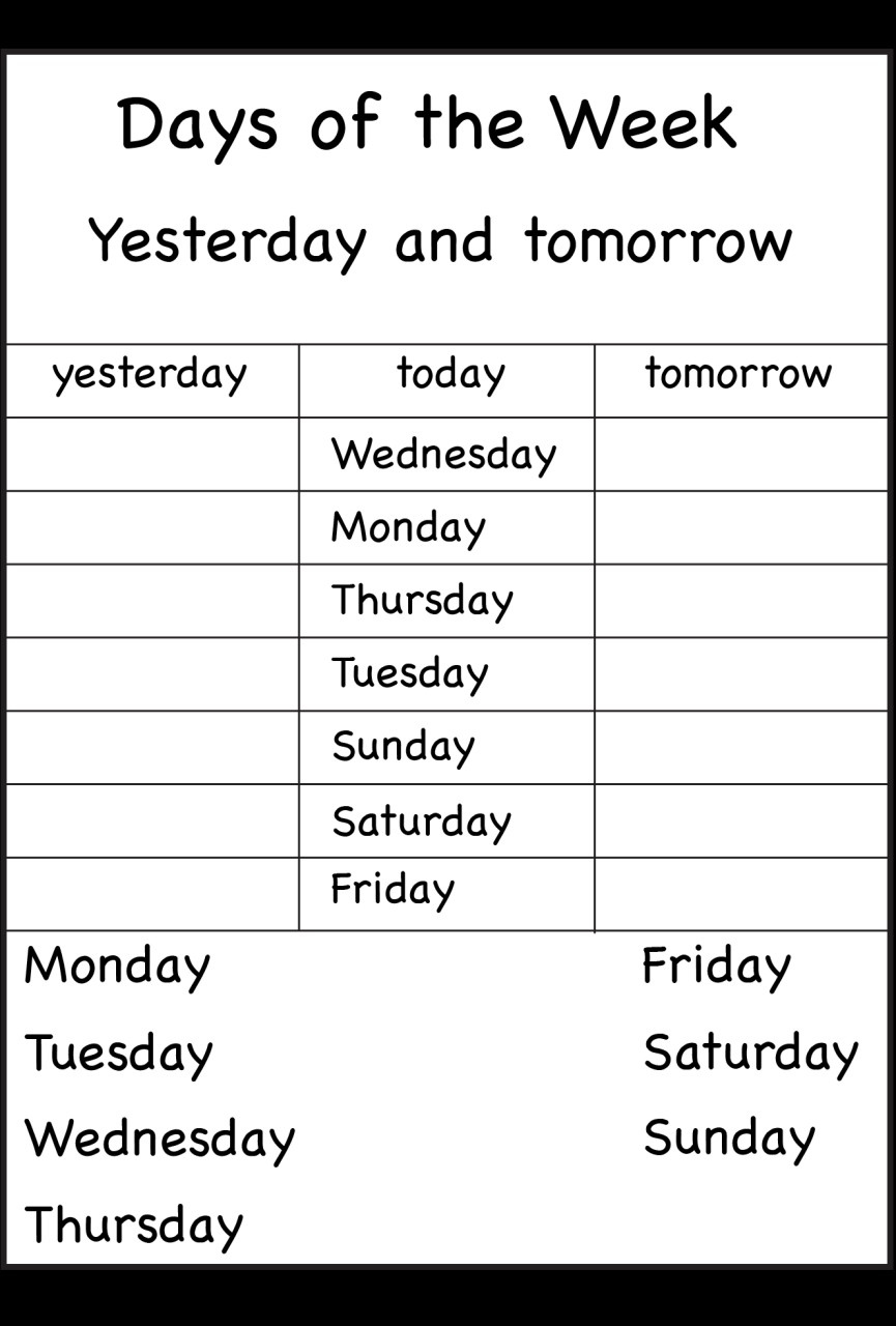 +22 Printable Days Of The Week Worksheet For Kindergarten References