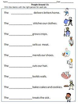 Free Printable Jobs Worksheets For First Grade
