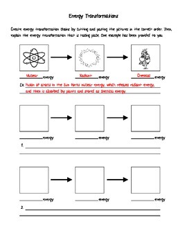 Energy Transfer And Transformation Worksheet Answer Key
