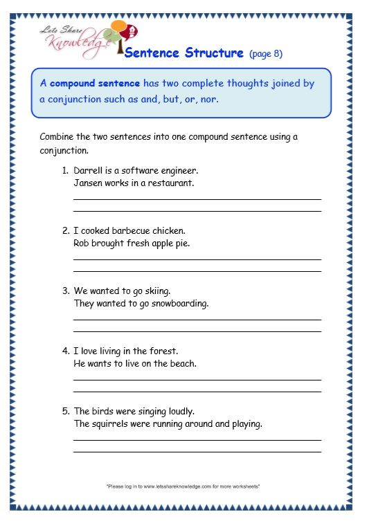 3rd Grade Sentence Structure Worksheets Pdf