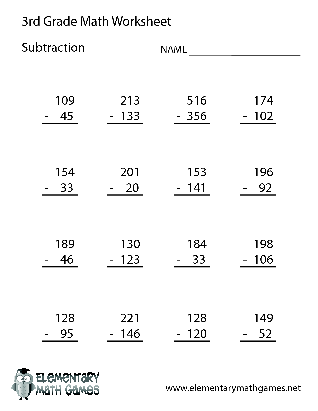 Third Grade 3rd Grade Math Worksheets Addition And Subtraction