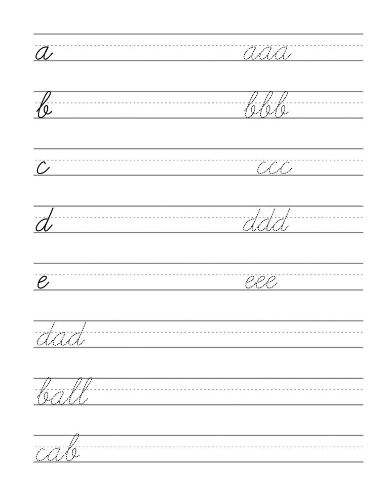 Beginner Cursive Writing Practice Sheets Free