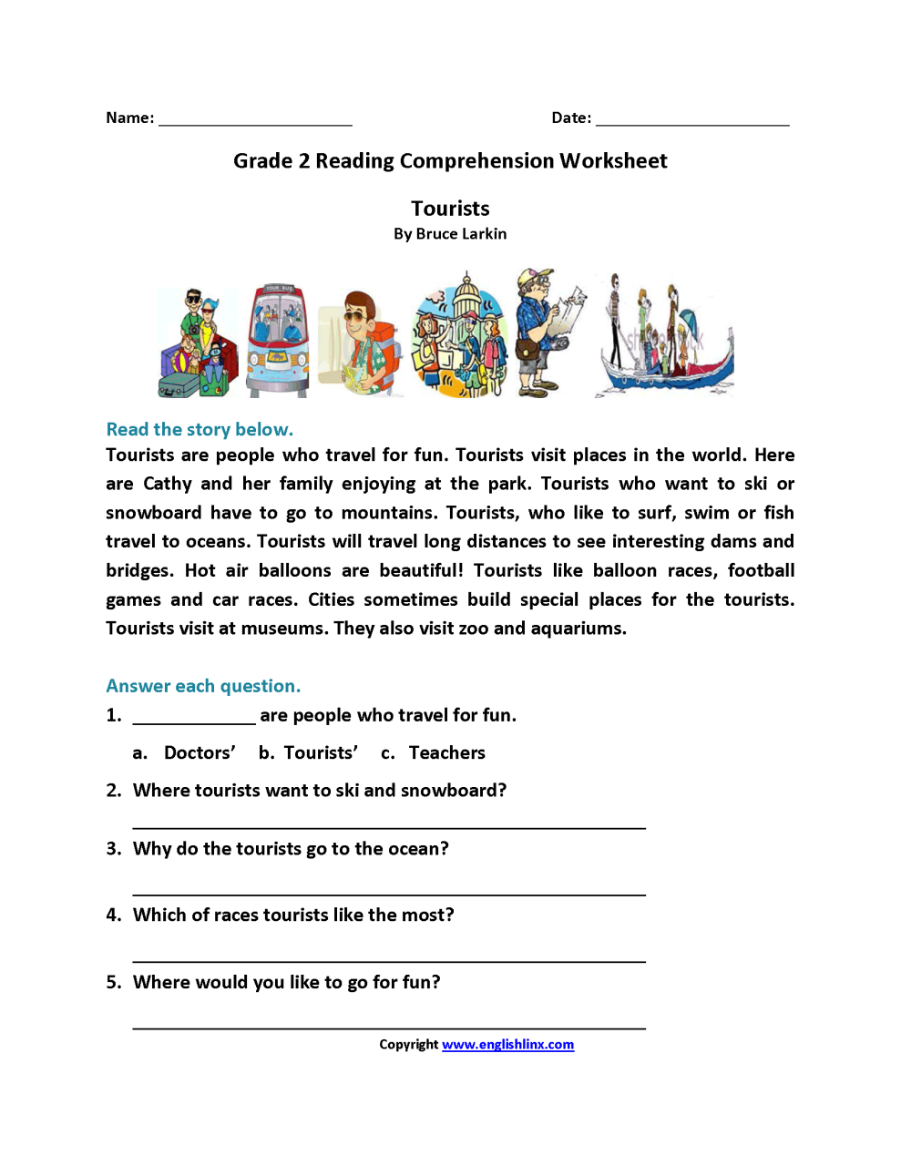 Printable Grade 2 English Worksheets Comprehension