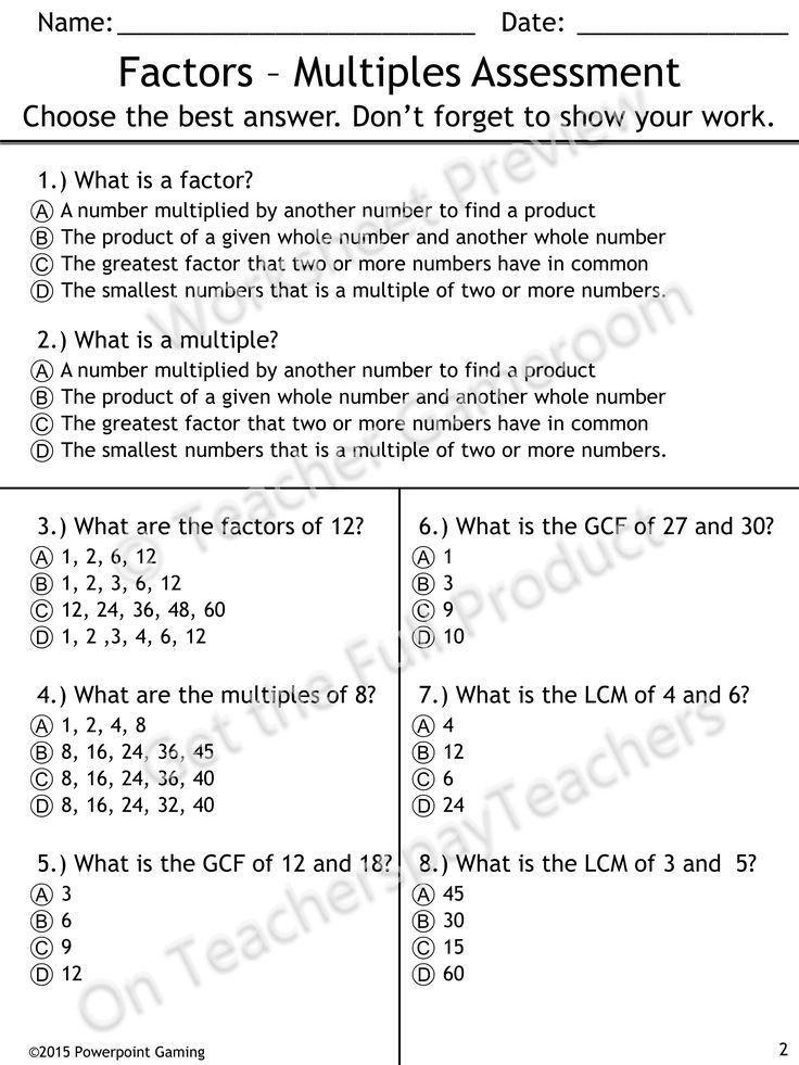 5th Grade Greatest Common Factor Worksheets With Answers
