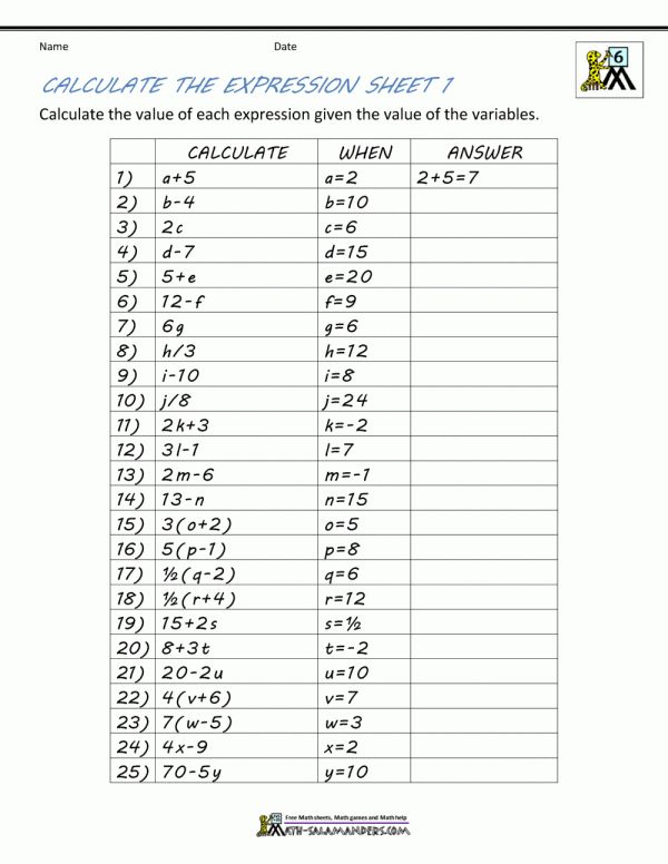 6th Grade Grade 6 Math Worksheets With Answers