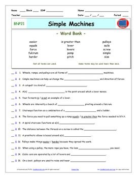 Bill Nye Simple Machines Worksheet Free