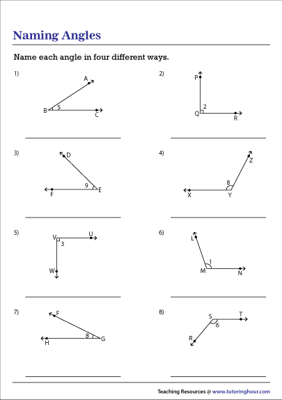Naming Angles Worksheet Geometry