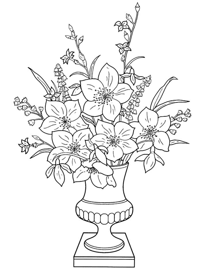 Incredible Coloring Pages Flowers In Vase References