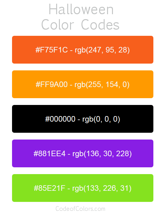 Incredible Halloween Color Code 2022