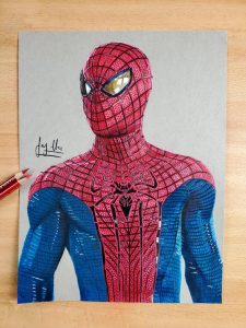 The Amazing SpiderMan Suit Color Pencil Drawing Etsy