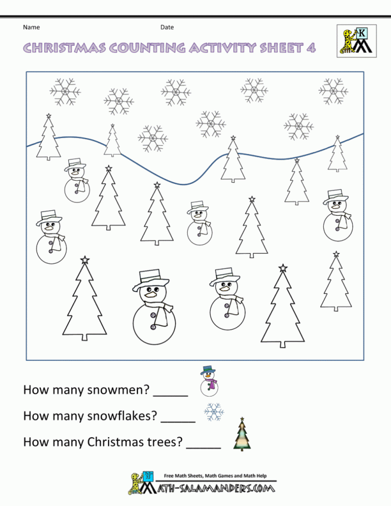 Review Of Christmas Math Worksheet Kindergarten References
