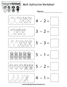 Math Subtraction Worksheet Free Kindergarten Math Worksheet for Kids