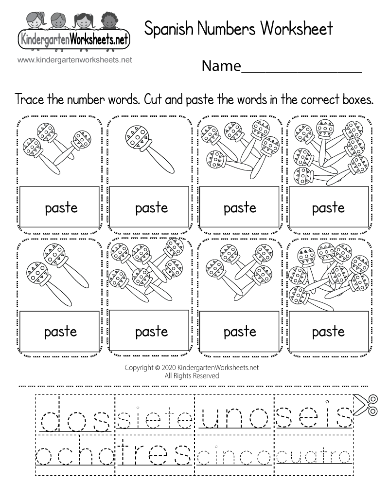 Spanish Number Worksheet Free Kindergarten Learning Worksheet for Kids