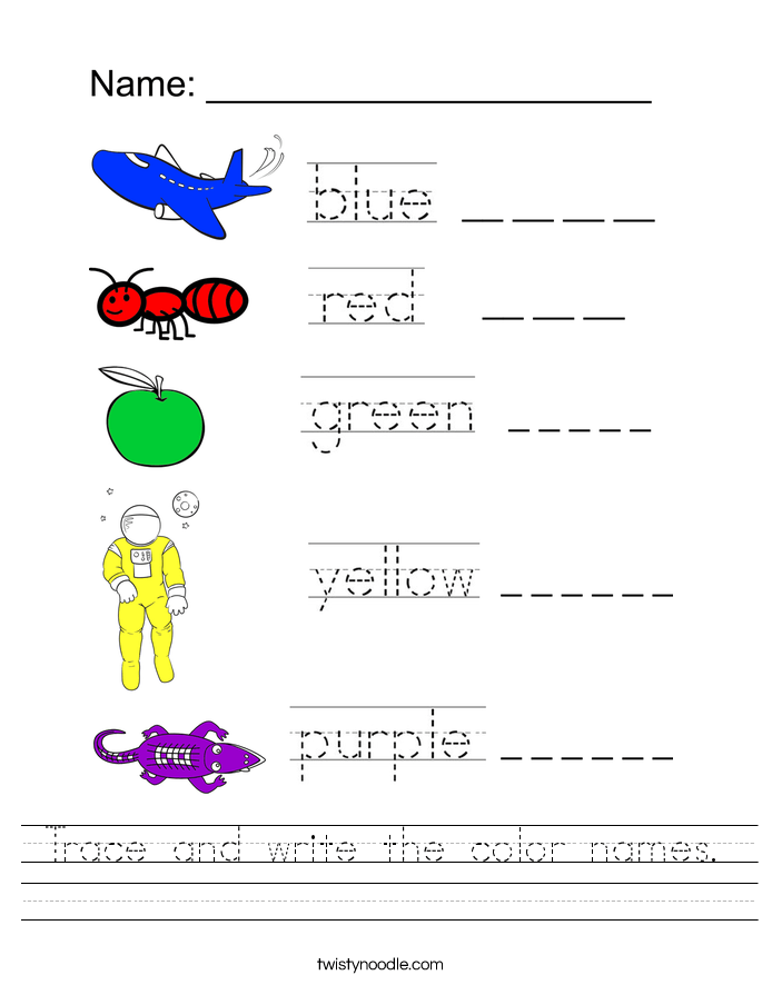 +10 Tracing Color Words Worksheets 2022