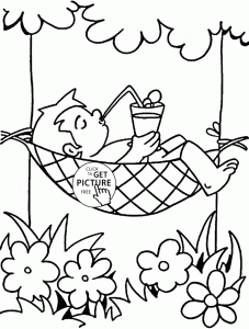 Vacation in Summertime coloring page for kids, seasons coloring pages