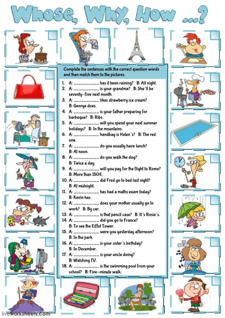 Wh Question Words Worksheet Pdf