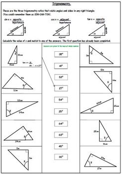 Trigonometry Worksheets With Answers Pdf