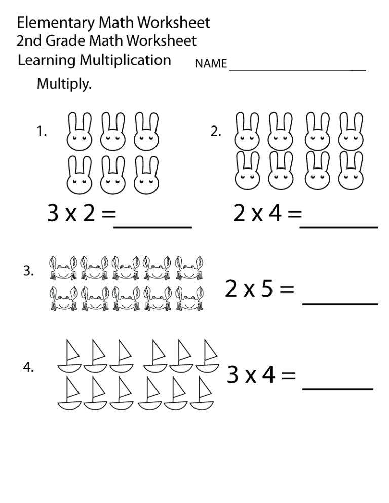 Second Grade 2nd Grade Math Worksheets Multiplication