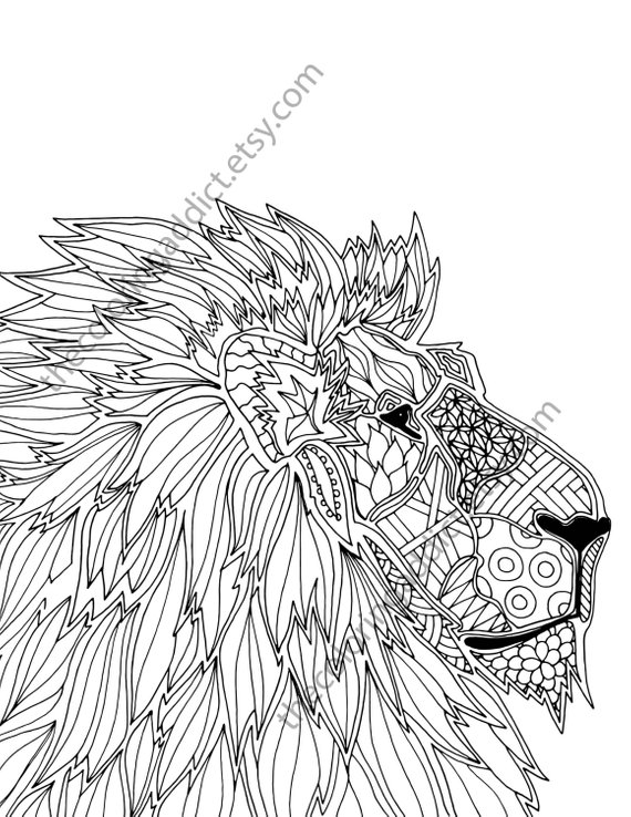 Zentangle Coloring Pages Lion