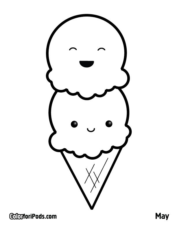 Cute Ice Cream Cone Coloring Page