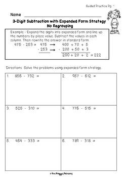 Expanded Form Subtraction 2nd Grade Worksheets