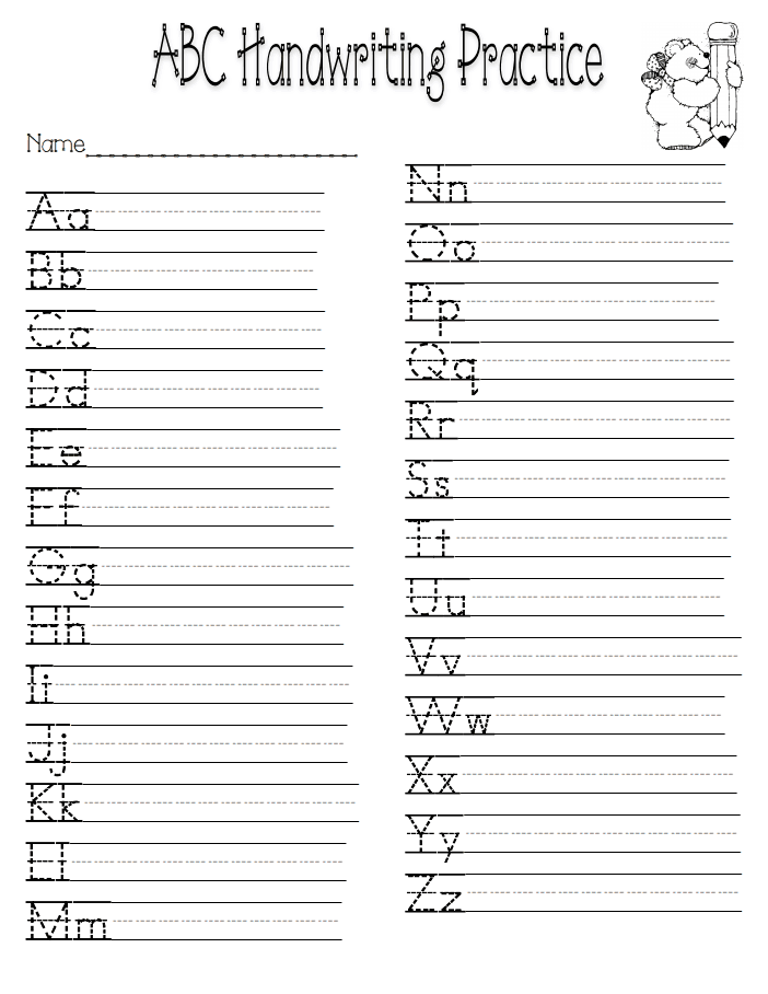 Printable Alphabet Writing Practice Sheets Pdf