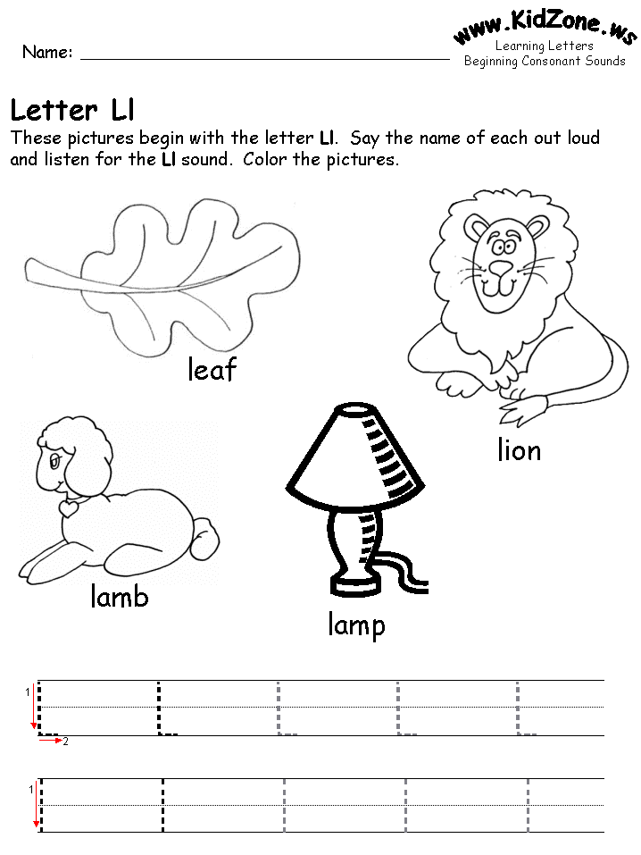 Free Letter L Worksheets For Kindergarten