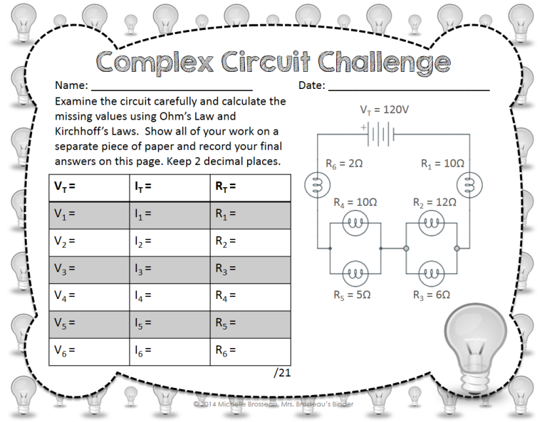 Ohm's Law Series Circuits Worksheet