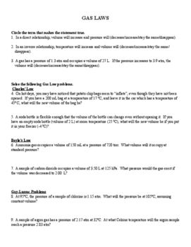 Boyle's And Charles Law Practice Worksheet Answers