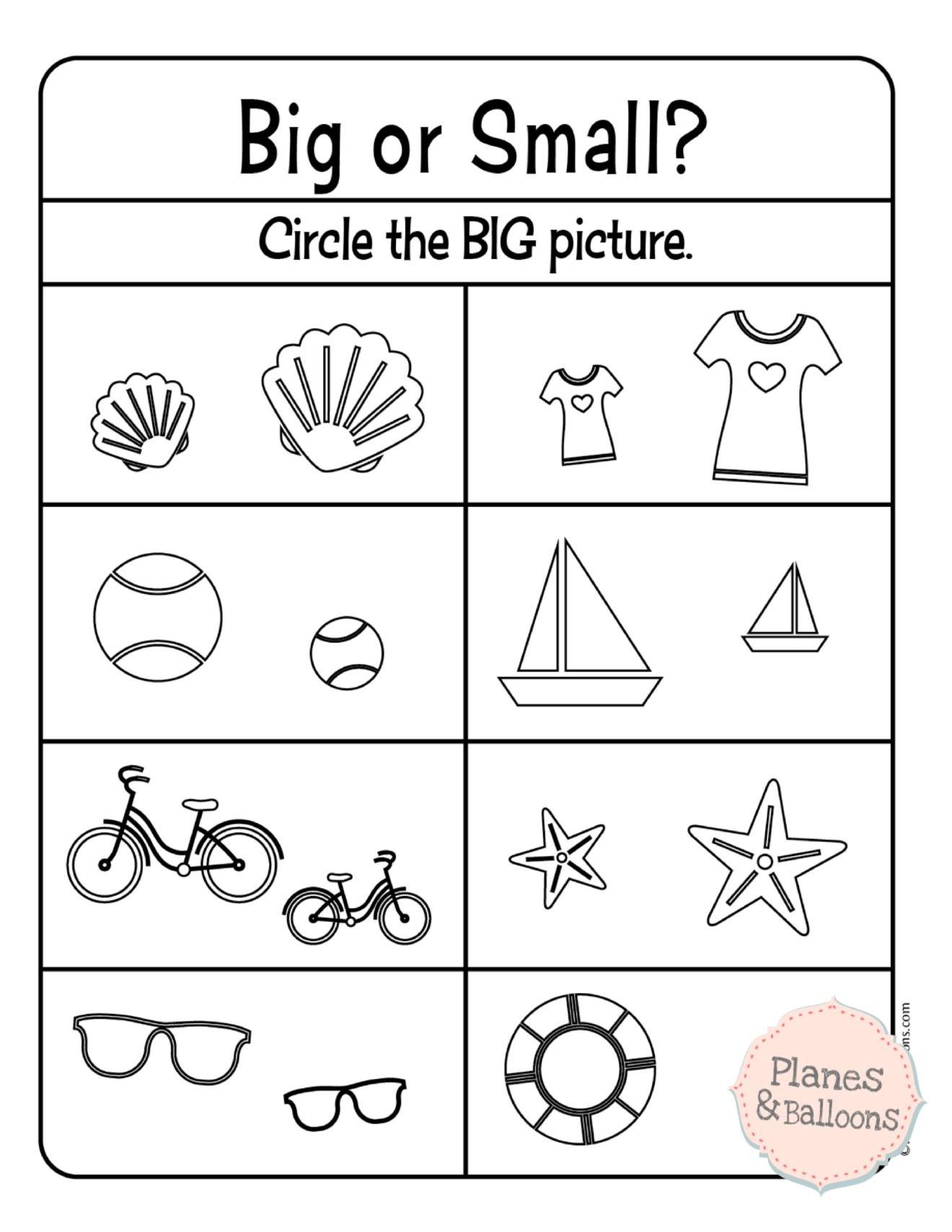 Printable Big And Small Worksheet For Preschool