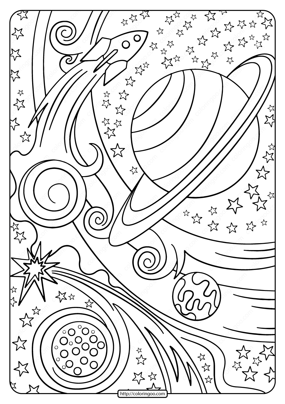 Free Printable Rocket and Pdf Coloring Page Space coloring