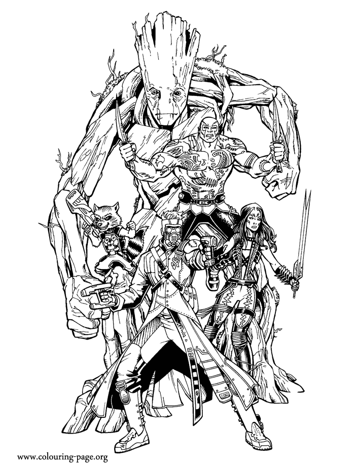 Groot And Rocket Coloring Pages