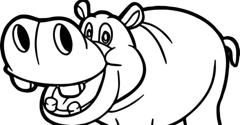 Simple Hippo Coloring Pages