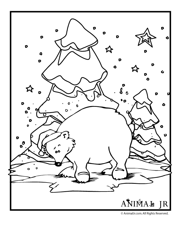 Christmas Polar Bear Coloring Pages
