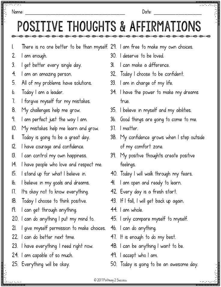 Printable Positive Affirmation Free Printable Anxiety Worksheets For Kids