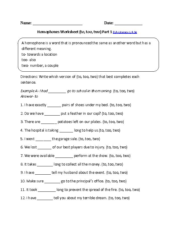 11th Grade Language Arts Worksheets