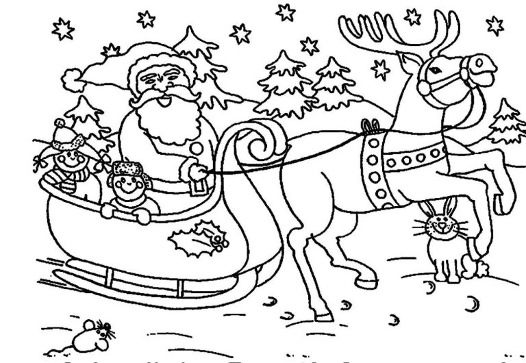 Santa And Reindeer Coloring Pages
