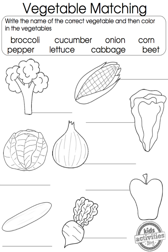 Vegetable Coloring Pages For Toddlers