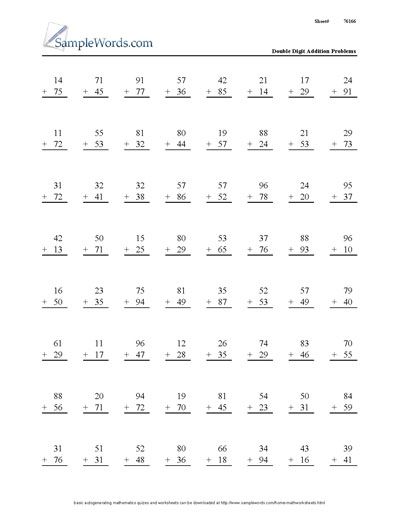 Math Two Digit Addition Worksheets