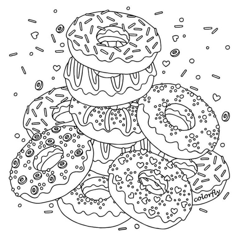 Donut Coloring Page Free