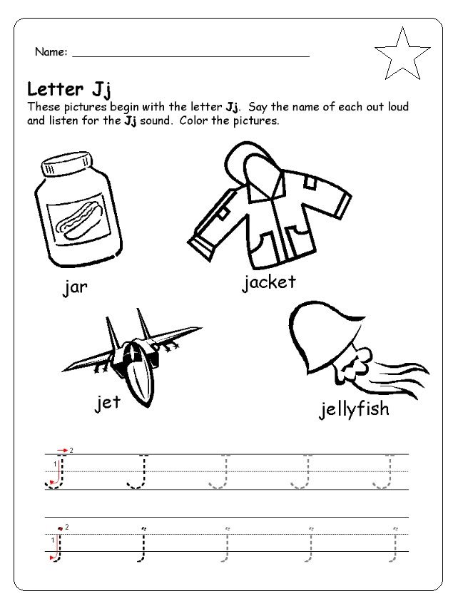 Alphabet Letter J Worksheets For Preschool