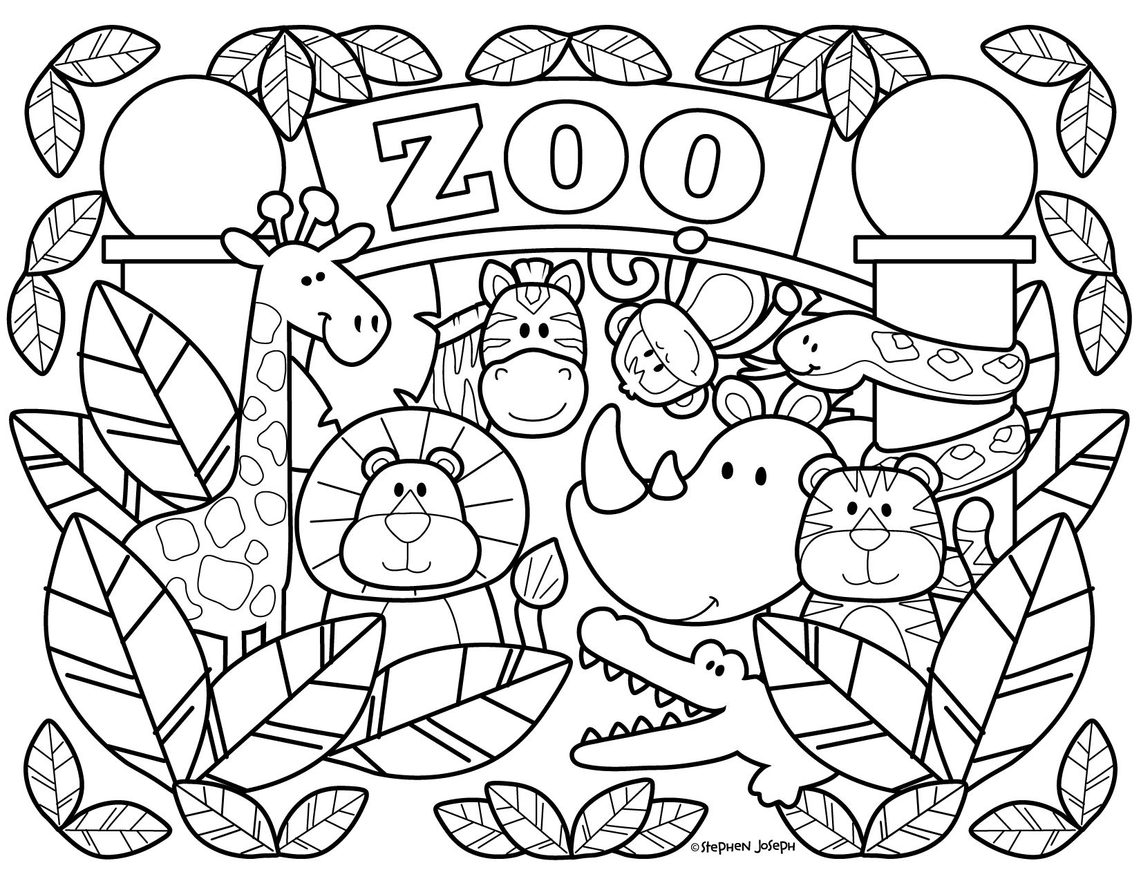 Zoo Coloring Pages Printable & Free! By Stephen Joseph Gifts Zoo