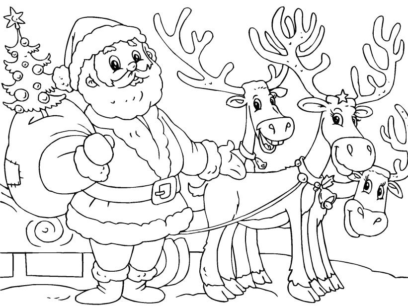 Santa coloring pages, Christmas coloring pages
