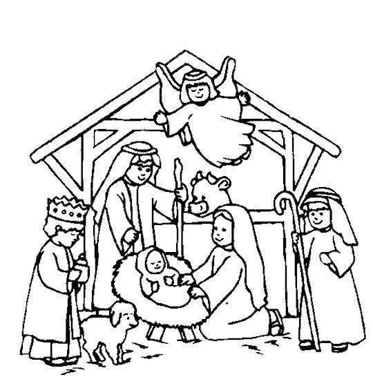 Easy Nativity Coloring Page