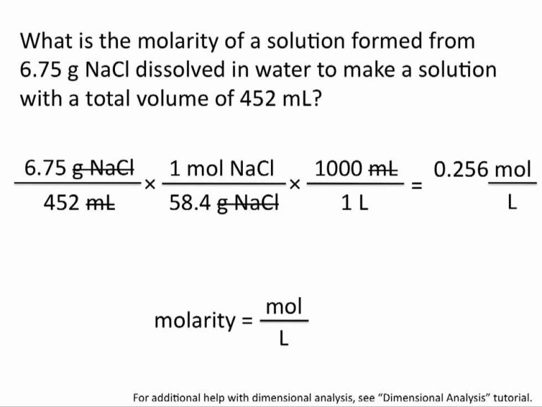 Molarity Problems Worksheet With Answers