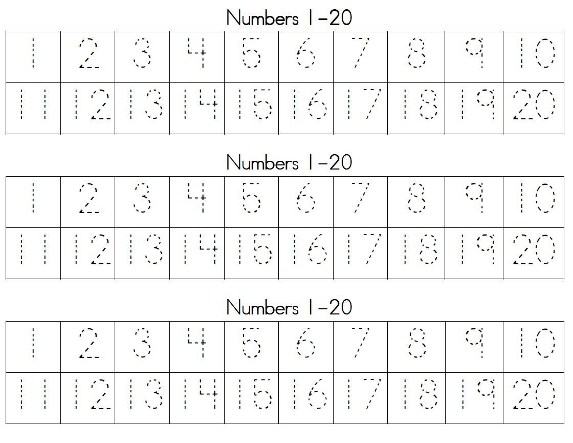 Number Writing Practice Sheets 1-10