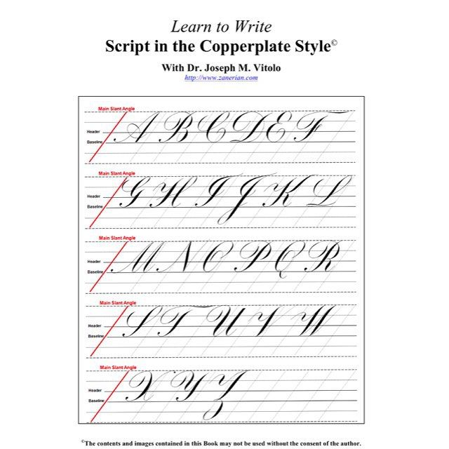 Copperplate Calligraphy Alphabet Practice Sheets (pdf)