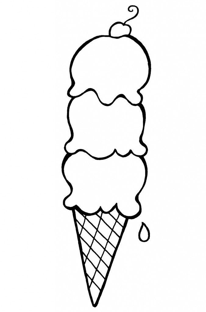 Easy Ice Cream Cone Coloring Page