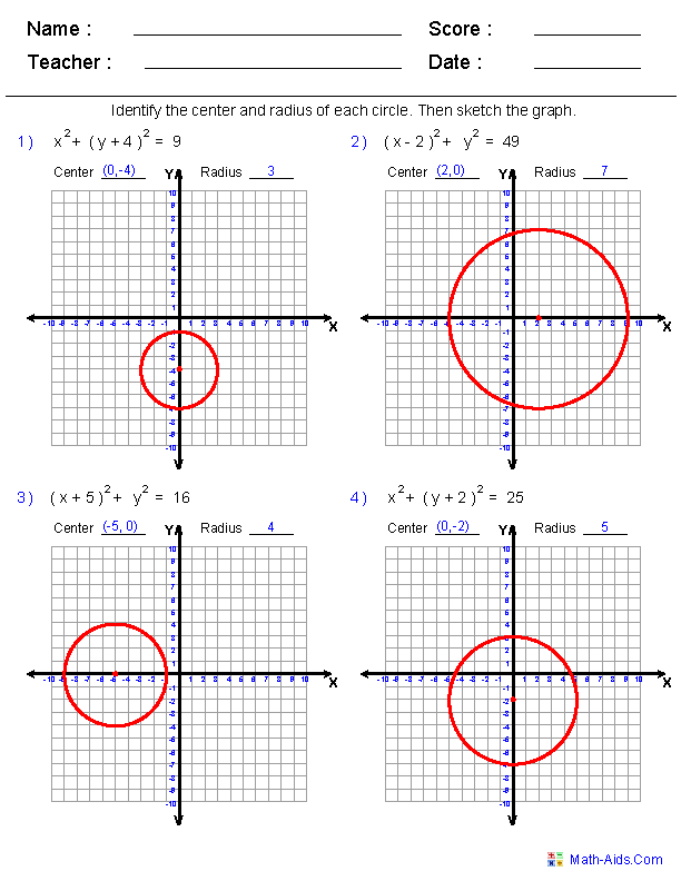 Equation Of A Circle Worksheet Geometry Pdf